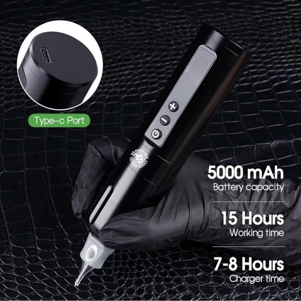 Pro Wireless Tattoo Gun Kit L2 Tattoo Machine Pen 5000mAh Battery Power Suppl... - Picture 8 of 10